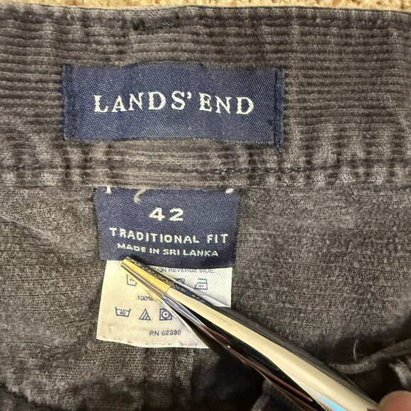 Lands' End Corduroy Pants Men's 42x30 Traditional Fit Expandable Waistband Gray - Picture 3 of 8